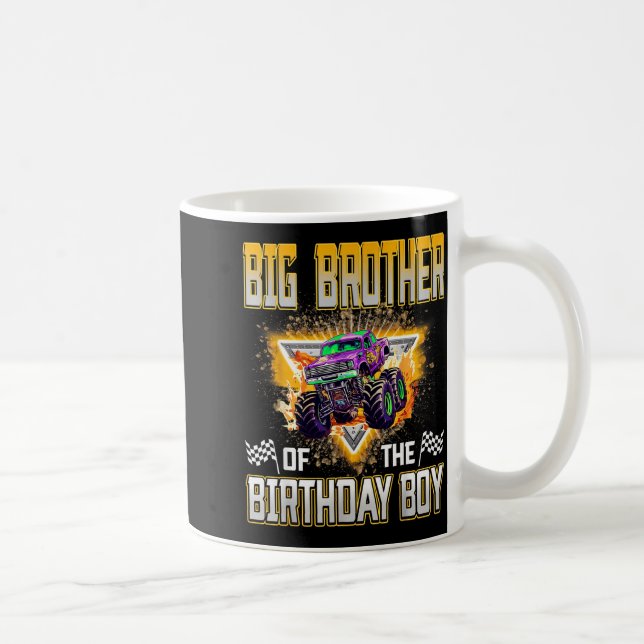 Taza De Café Big Brother Of The Birthday Boy Monster Truck Birt (Derecha)