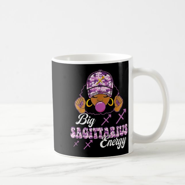 Taza De Café Big Sagittarius Energy Afro Girl With Purple Camou (Derecha)
