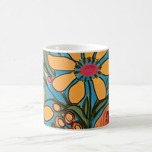 Taza De Café Big Yellow Blooms Bouquet Boho (Centro)