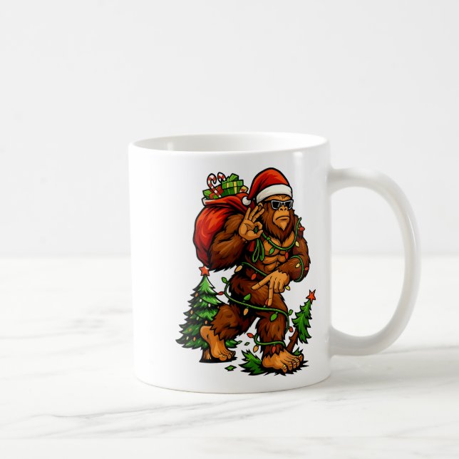 Taza De Café Bigfoot 67 Christmas Tree Lights Xmas Men Sasquatc (Derecha)