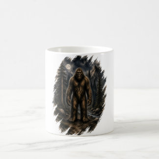 Taza De Café Bigfoot bajo la luz de la luna Acuarela Bosque Crí
