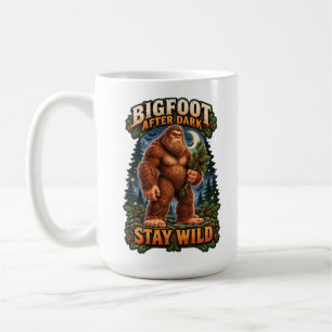 Taza De Café Bigfoot de dibujos animados lindos con rama de pin