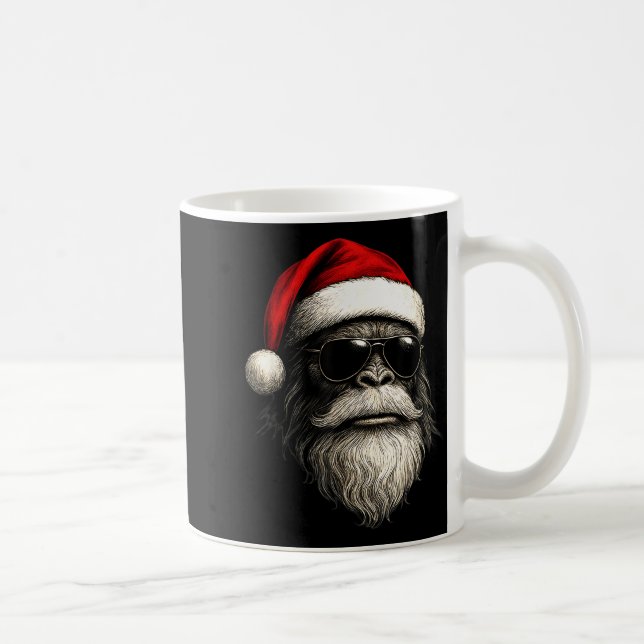 Taza De Café Bigfoot Face Sungles Santa Christmas Funny Xmas Sa (Derecha)