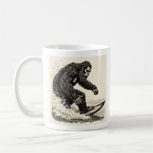 Taza De Café Bigfoot haciendo surf