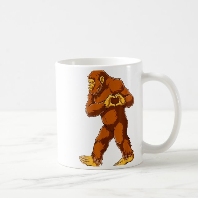Taza De Café Bigfoot Heart Hands Funny Sasquatch Lover Valentin (Derecha)