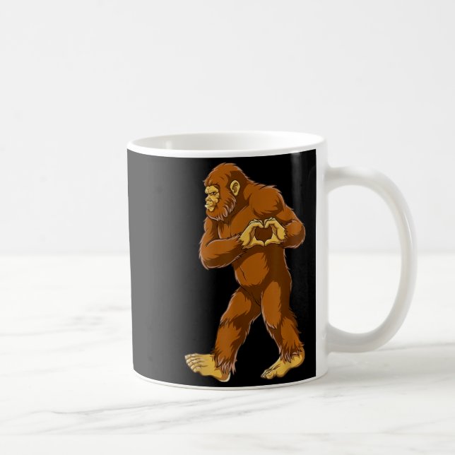 Taza De Café Bigfoot Heart Hands Funny Sasquatch Lover Valentin (Derecha)