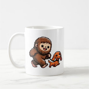 Taza De Café Bigfoot Lindo Caminando con Lindo Dachshund