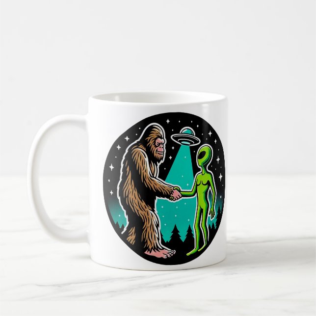 Taza De Café Bigfoot Meets Alien (Izquierda)
