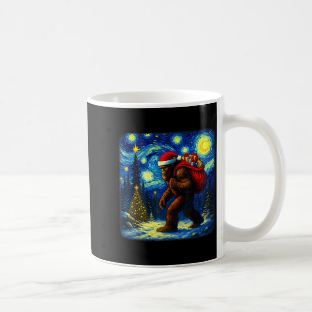 Taza De Café Bigfoot Santa Christmas Starry Night Sasquatch Van (Derecha)