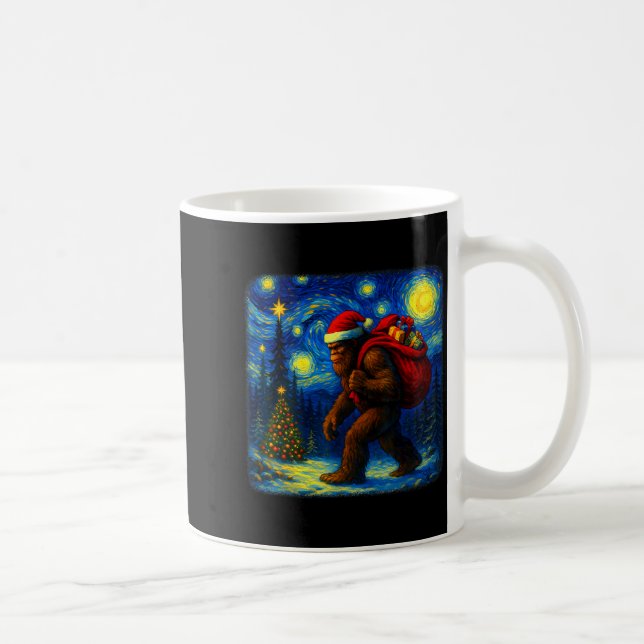 Taza De Café Bigfoot Santa Christmas Starry Night Sasquatch Van (Derecha)