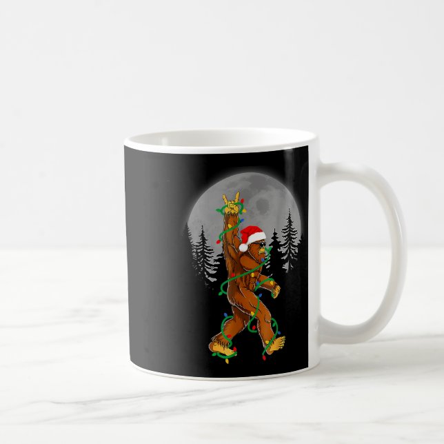 Taza De Café Bigfoot Santa Christmas Tree Lights Funny Xmas Sas (Derecha)