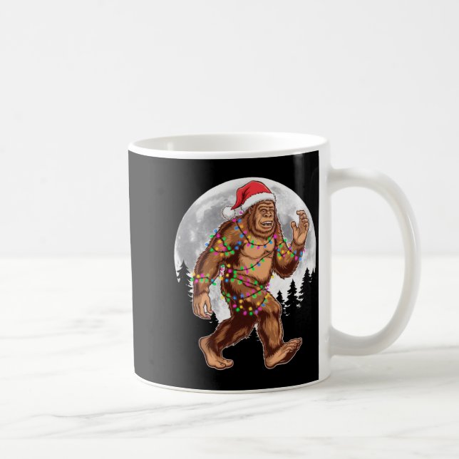 Taza De Café Bigfoot Santa Christmas Tree Lights Xmas Sasquatch (Derecha)