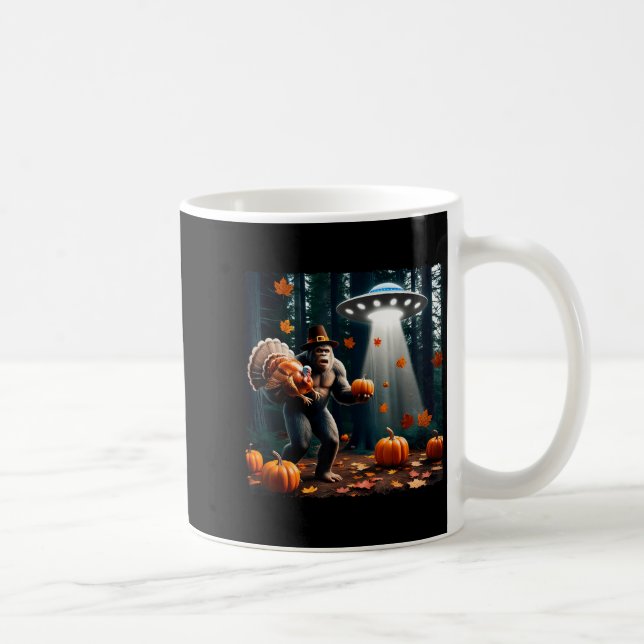 Taza De Café Bigfoot Sasquatch Turkey Ufos Funny Thanksgiving D (Derecha)