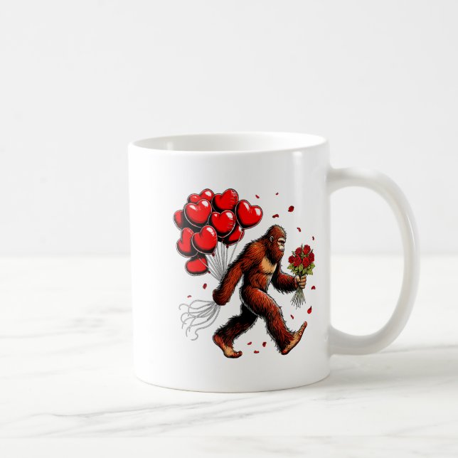 Taza De Café Bigfoot Valentines Day Funny Sasquatch Hearts Love (Derecha)