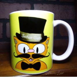 Taza De Café Bigote de dibujos animados del gato señor sombrero