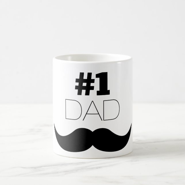 Taza De Café Bigote del negro del papá #1 - número uno (Centro)