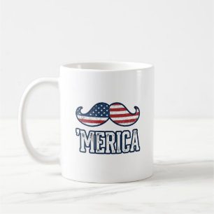 Taza De Café Bigote Patriótico América Angustiada Diseño Vector
