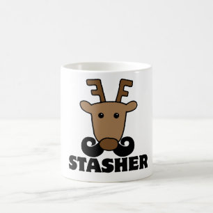 Taza De Café bigote reno dasher divertido stasher