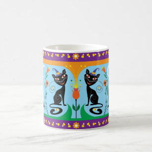 Taza De Café Bigotes Dulces y Flores Espeluznantes