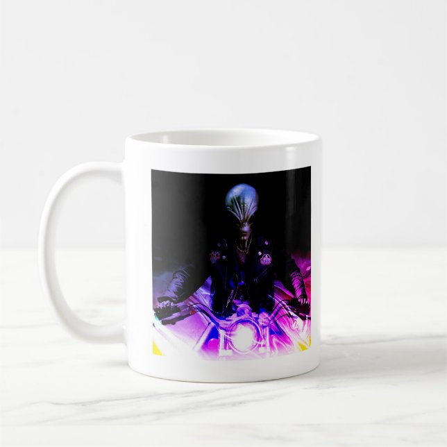 Taza De Café Biker Alien (versión Dreamy) Carretera Tri-Blend (Izquierda)