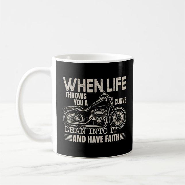 Taza De Café Biker Cuando La Vida Te Arroja Una Curva Se Inclin (Izquierda)