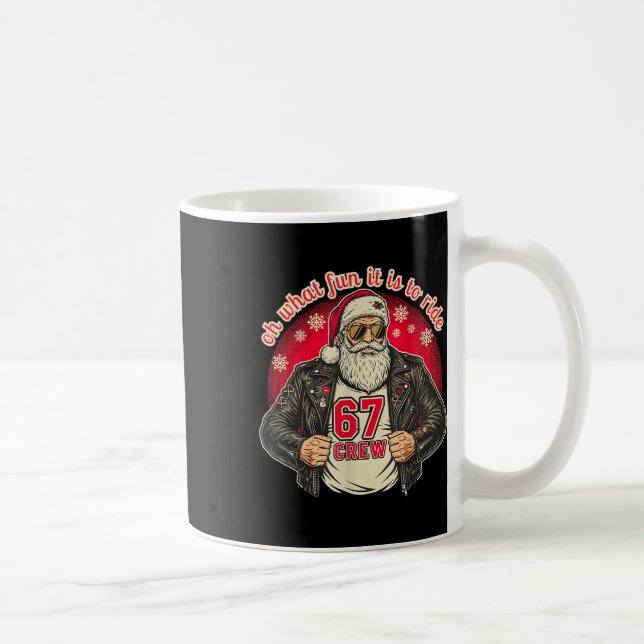 Taza De Café Biker Santa 67 Crew Funny Christmas Leather Jacket (Derecha)