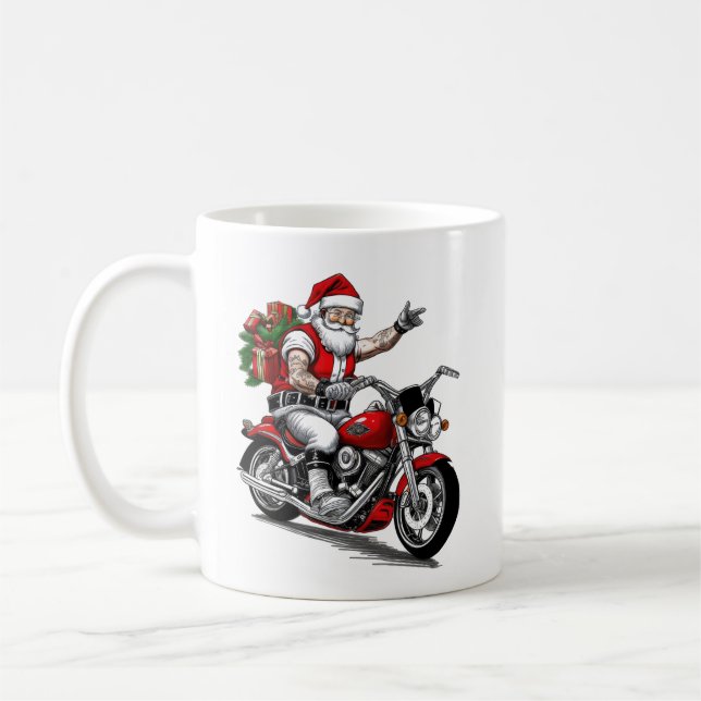 Taza De Café Biker Santa Claus (Izquierda)