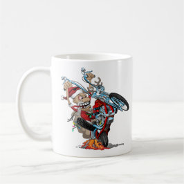Taza De Café Biker Santa en un ilustracion personalizado de hel
