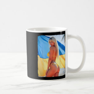 Taza De Café Bikini Bybe - Y Rubia Bybe y Bandera de Ucrania 