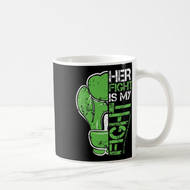 Taza De Café Bile Duct Cancer Su Lucha Es Mi Pelea De Boxeo Glo (Derecha)