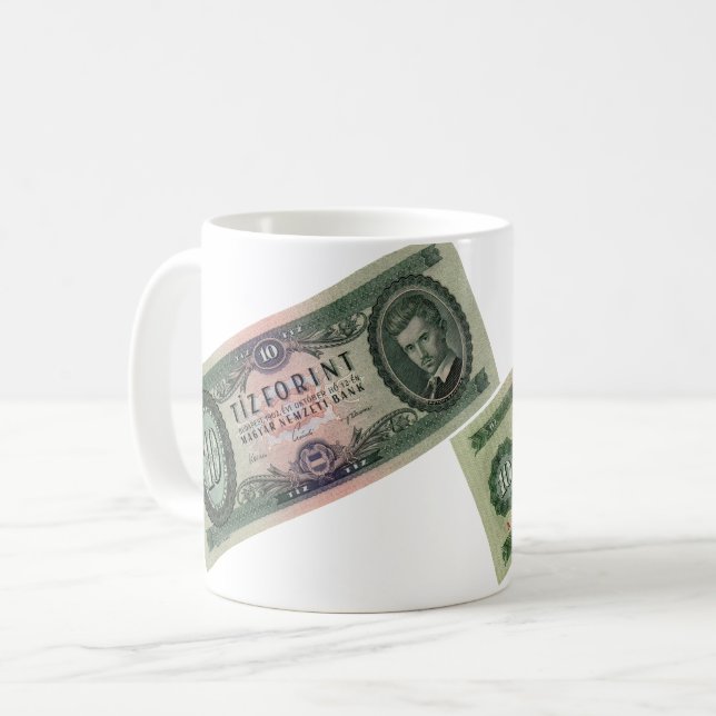 Taza De Café Billete húngaro 10 Forint HUF Green Note Bill (Anverso izquierdo)