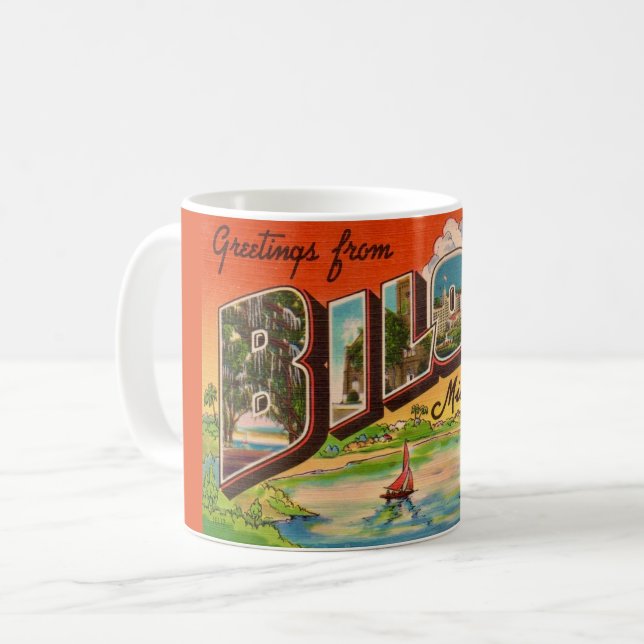 Taza De Café Biloxi Mississippi Saludos Postales (Anverso izquierdo)