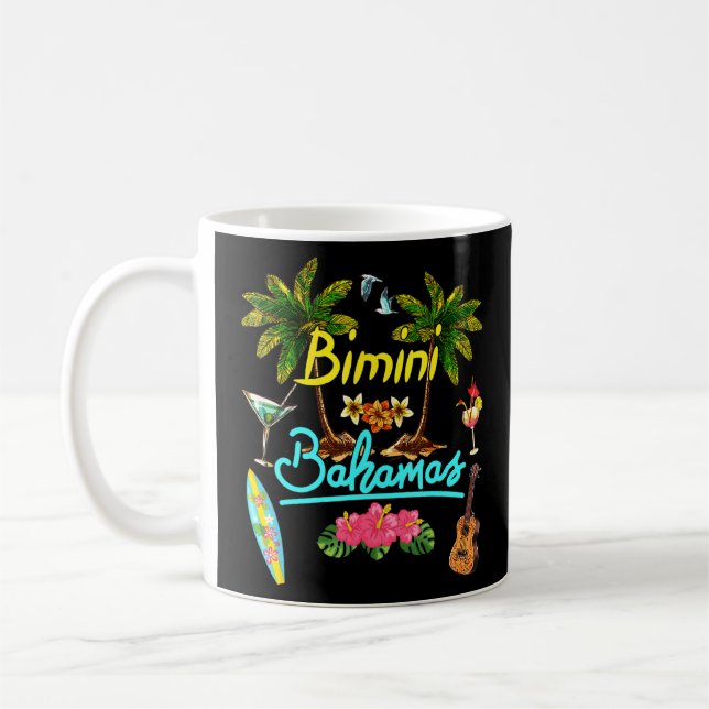 Taza De Café Bimini Bahamas Beach Summer Palm Surf Sun Set Palm (Izquierda)