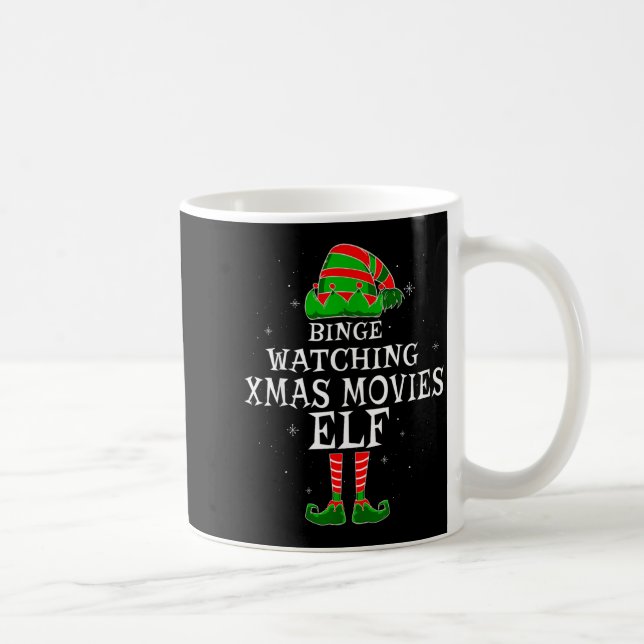 Taza De Café Binge Watching Xmas Movies Elf Matching Family Chr (Derecha)