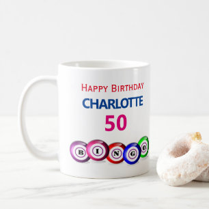 Taza De Café Bingo Cumpleaños 50.ª Bolas de Bingo