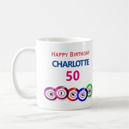 Taza De Café Bingo Cumpleaños 50.ª Bolas de Bingo