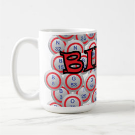 Taza De Café Bingo "nombre" sobre bolas del bingo