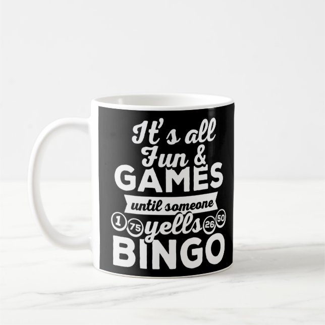 Taza De Café Bingo Yells Funny Bingo Caller Juego de Bingo (Izquierda)