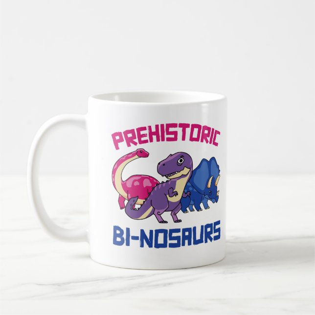 Taza De Café Binosaurs prehistóricos Bi-nosaurios (Izquierda)