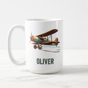 Taza De Café Biplano Personalizado Retro Vintage