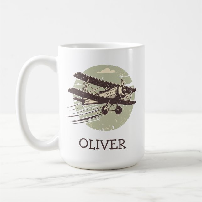 Taza De Café Biplano vintage personalizado (Izquierda)