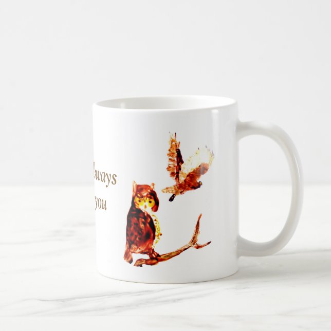 Taza De Café Bird Art Tawny Owls Love (Derecha)