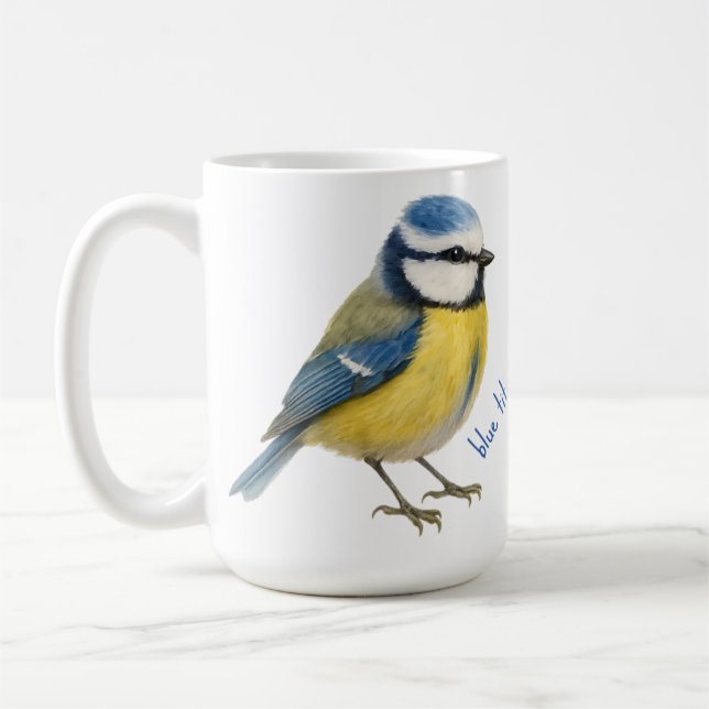 Taza De Café Bird Blue Tit Mug, Watercolour Garden Bird Art (Izquierda)