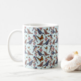 Taza De Café Bird Butterfly Floral Mug