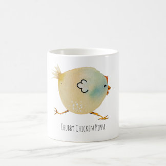 Taza De Café Bird, chicken, watercolor, whimsical, chubby bird