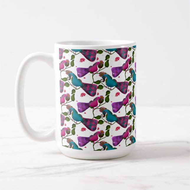 Taza De Café Birds floral seamless pattern Curtain (Izquierda)