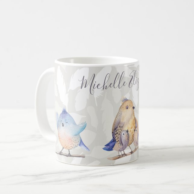 Taza De Café Birds of a Feather con nombre (Anverso izquierdo)