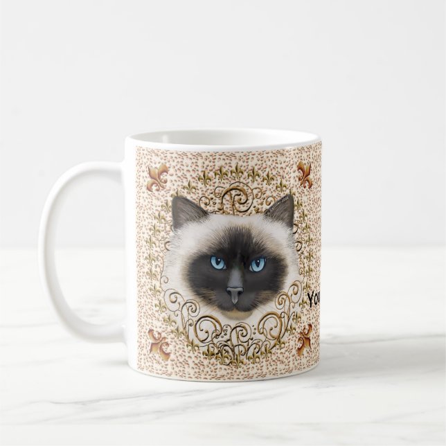 Taza De Café Birman Cat Fleur De Lis  mug (Izquierda)