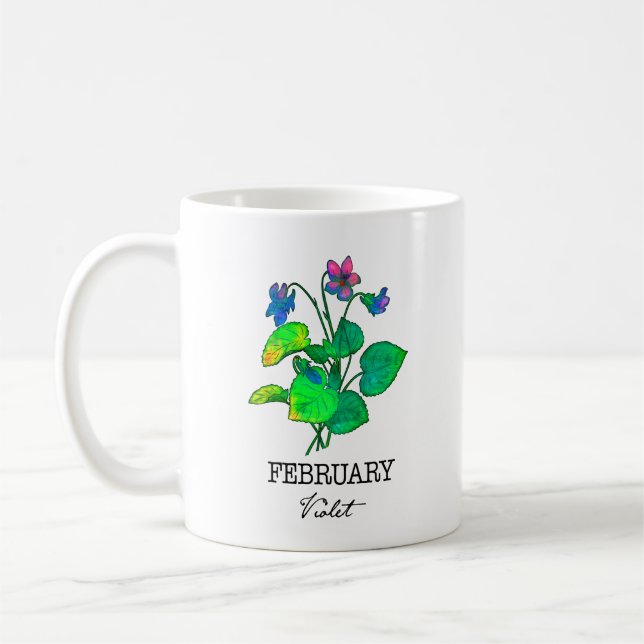 Taza De Café Birth Month Febrero Violet (Izquierda)