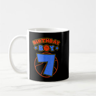 Taza De Café Birthday Boy 7 Tema del baloncesto Bday Fiesta 7Ce